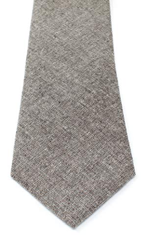 Image of Men's Chambray Cotton Skinny Necktie Tie Textured Distressed Style - 2.5 inch Width
