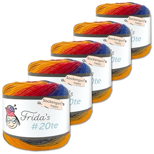 Frida's Wollhaus Frida's #20te 2909 - Ovillo de lana para tejer (5 unidades, 100 g), degradado de color, 17 colores