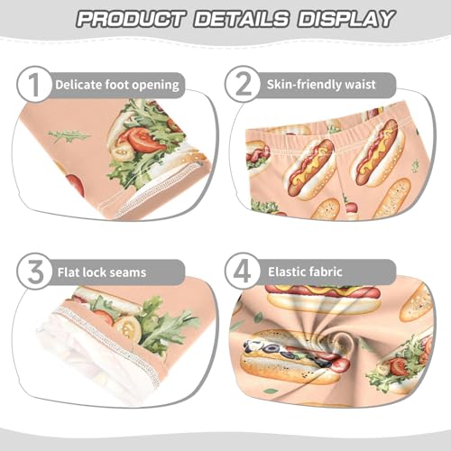 ALAZA Girls' Leggings Children's Yoga Pants Skinny Printed Dance Hot Dog Cute Comfortable 4T2