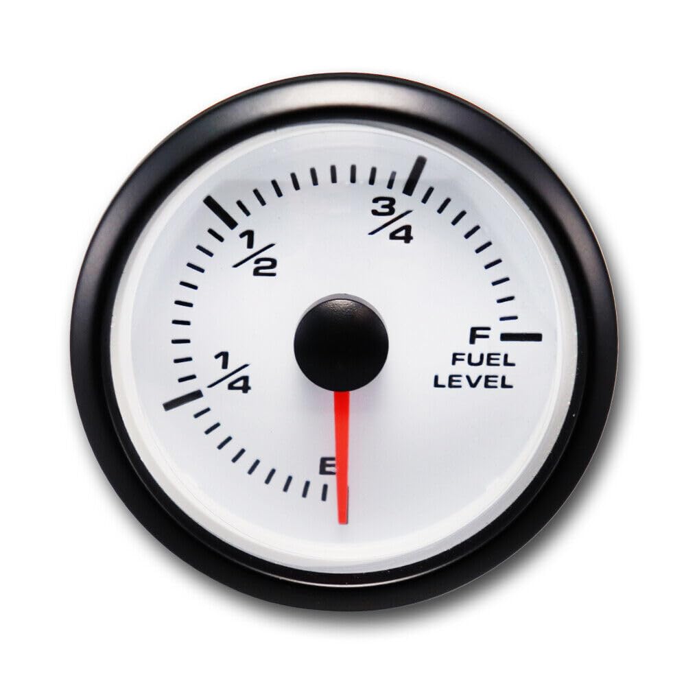 MOTOR METER RACING MGS Series 52mm 2-1/16" Electrical Fuel Level Gauge 240-33 ohms White Dial White & Amber LED Backlit Waterproof