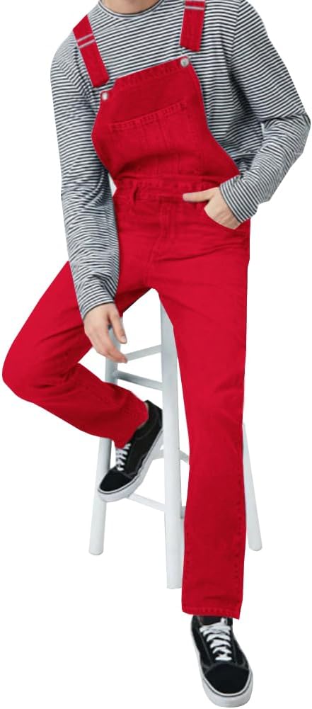 LONGBIDA Men's Denim Bib Overalls Relaxed Fit Fashion Jean Jumpsuit - Image 3