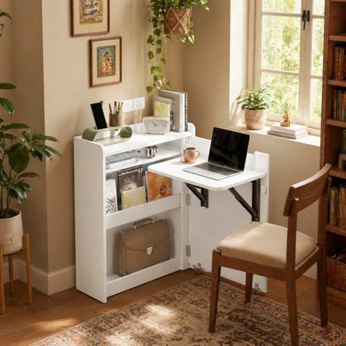 Image of Studio Kook Aria Engineered Wood Folding Study Table, Moonshine White