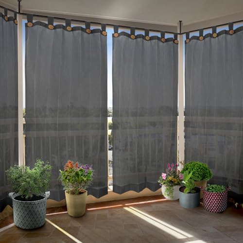 Image of HIPPO HDPE Outdoor Loop Curtains Sun Blocking, UV Protection, Light-Filtering for Garden Balcony Curtain, 150 GSM (MM-Grey, 3FTX8FT, 2PC)