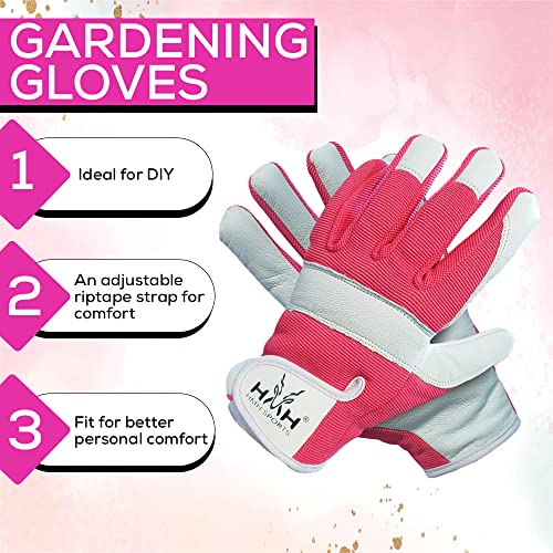 HMH Leather Gardening Gloves For Women, Heavy Duty Work Gloves Men, Dexterity Gloves - Image 4