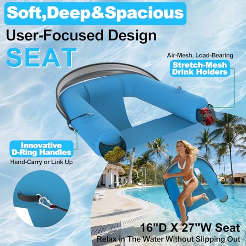 Image of Pool Float with Canopy Adult|UPF50+ Float with Shade|Pool Chair for Lake