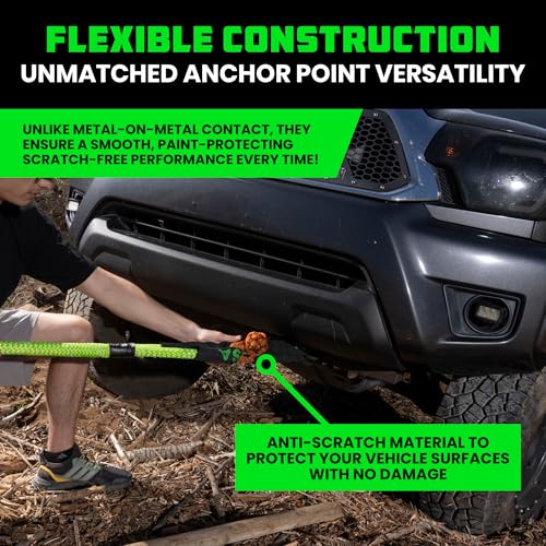 Image of Rhino USA Synthetic Soft Shackle Rope (2-Pack) - 44,050lb Offroad Recovery | 1 /2in x 22in Soft Shackles, 44,050lb Min Break Strength. For Truck, UTV, ATV. Compatible with Jeep, Toyota, Ford. Orange