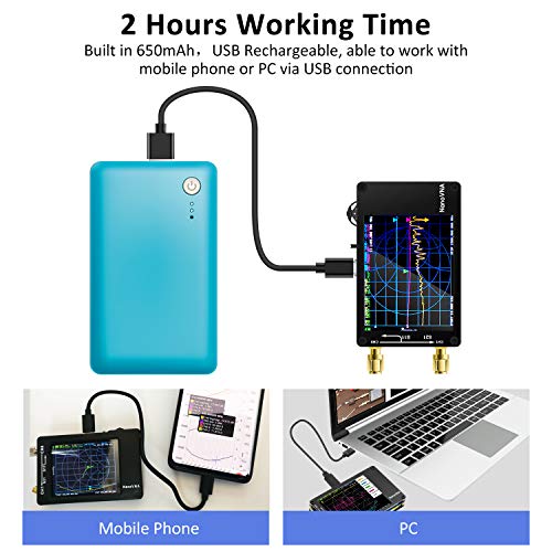 AURSINC NanoVNA Vector Network Analyzer 10KHz -1.5GHz HW V3.5 HF VHF UHF Antenna Analyzer Measuring S Parameters, Voltage Standing Wave Ratio, Phase, Delay, Smith Chart with 2.8'' Touchscreen - Thumbnail 4