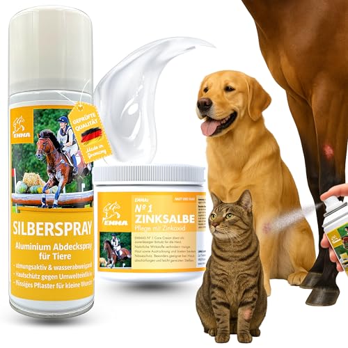 EMMA Erste Hilfe Set – Silberspray & Zinksalbe für Pferd Hund Katze •...