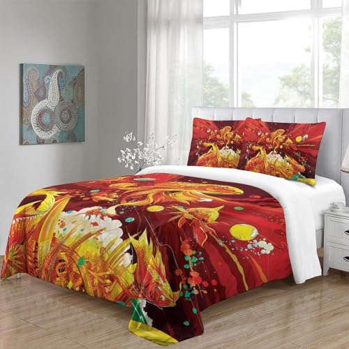 Housse de couette poisson rouge 3D parure de lit double Premium
