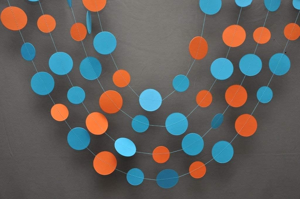 Boston Creative Company Garland - Blue Orange Garland - Beach Wedding - Wedding Garland - Paper Garland - Birthday Party Decorations - Nursery Decor - Blue and Orange Baby Shower - Blue Baby Shower