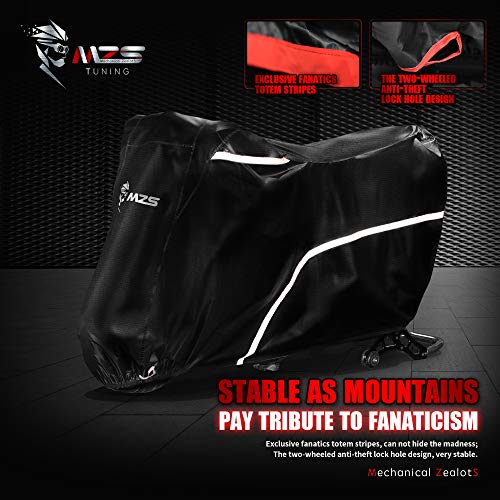 Image of MZS Motorcycle Cover - All Season Weather Outdoor Waterproof Protection fits up to 96 inch XL Compatible Sport Bikes Cruiser - Tear Scratch Wind Proof Sunblock Vents Night Reflective Buckle