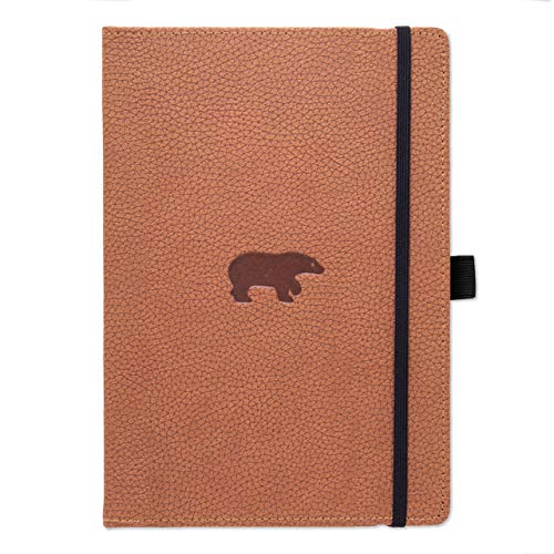 Dingbats Wildlife Brown Bear Notebook, Extra Large A4+ (8.5 x 11.8 Inch), Hardcover, PU Leather, Micro-Perforated, Graph 100gsm Cream Paper, 192 Pages, Inner Pocket, Elastic Closur