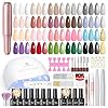 PEACECOLOR 38PCS Kit Vernis Semi Permanent Complet avec lampe UV Ponceuse pour Ongles, 22 Couleurs Vernis à Ongles avec Base Coat Top Coat Kit Ongle Gel UV Complet Outils de Manucure Nail Art