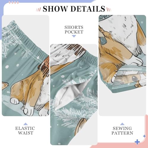 Corgi Dog and Trees Boys Long Pants Soft Trousers Elastic Waist Kids Lounge Bottoms with Pockets S-XL4