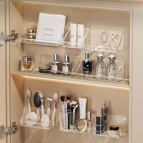 RMAN 6 Stücke Spiegelschrank Organizer Kunststoff Badschrank Make up 0rganizer für Bathroom Schminktisch Desktop Behälter Storage Box zur Aufbewahrung von Pinseln Lippenstift Hautpflegeprodukten