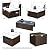 RELAX4LIFE 8-Piece Patio Furniture Set - PE Wicker Conversation Set w/Cushions, Pillows, Tempered Glass Table, Storage Box, Outdoor Sectional Sofa Set for Yard, Deck (Navy Blue)