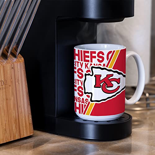 Image of Rico Industries NFL Football Kansas City Chiefs 15 oz White Ceramic Mug
