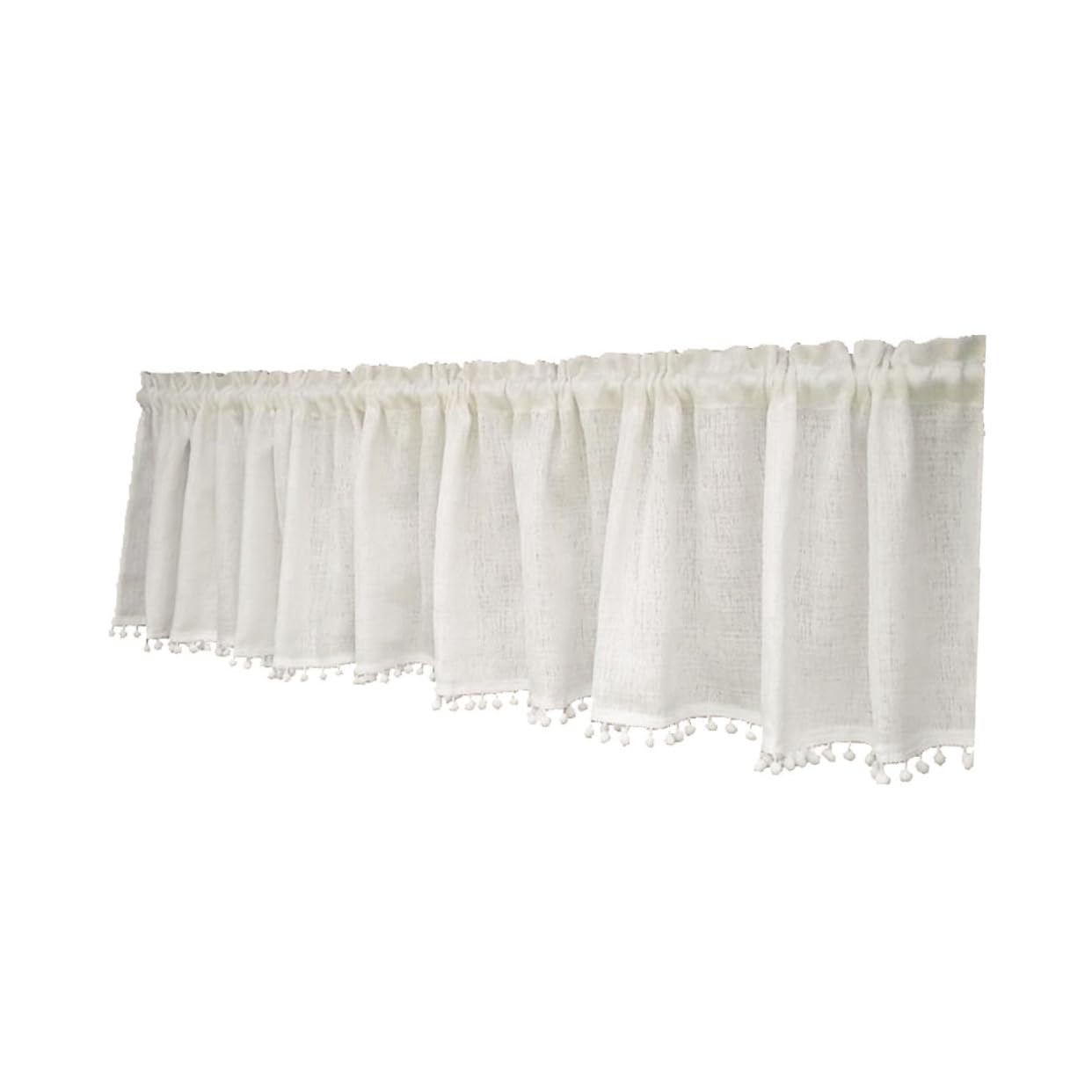 Cortina corta de algodón y lino PRETYZOOM de 106x45 cm con bolas decorativas para dormitorio