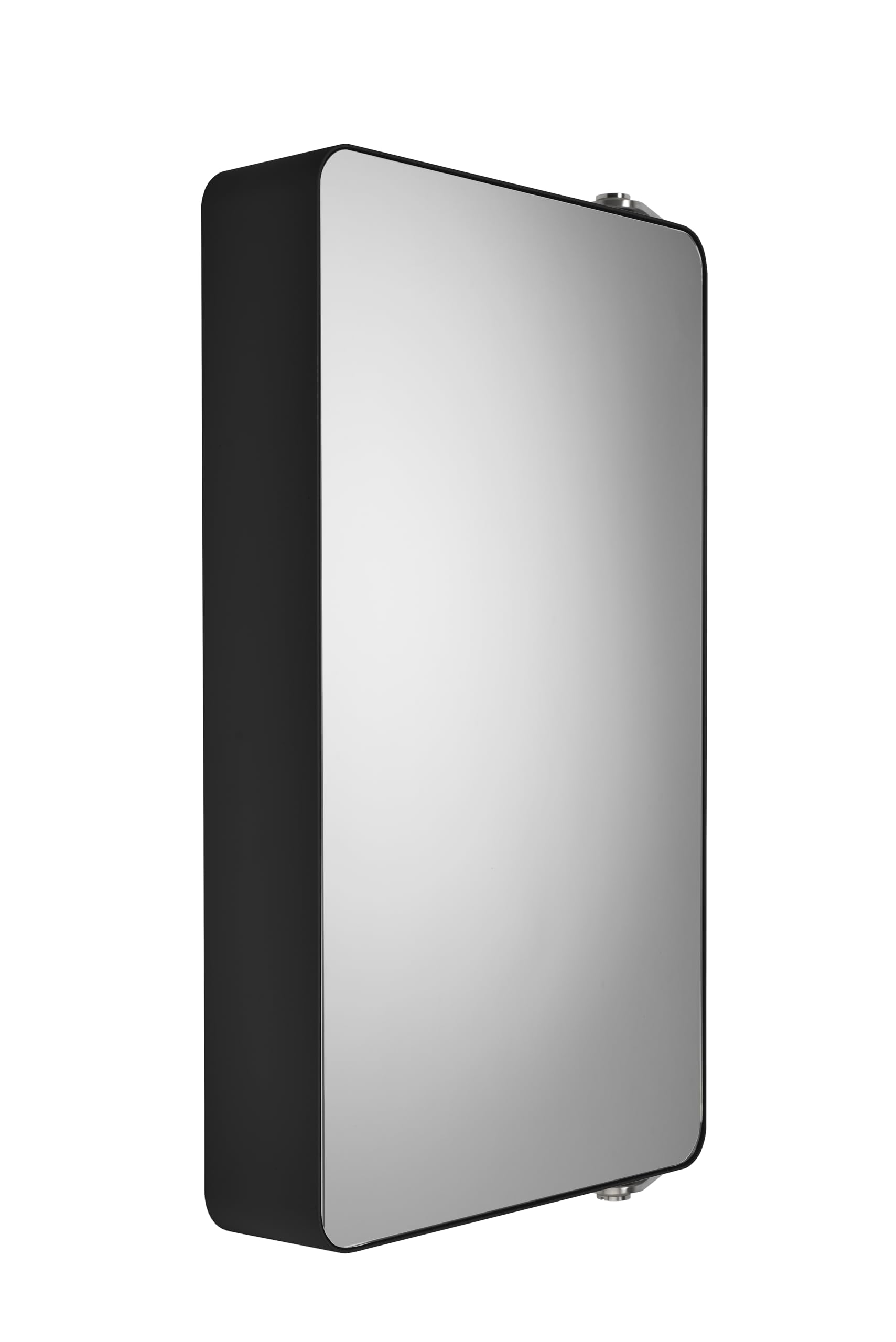 Croydex Arun Matt Black Bathroom Sink Cabinet - Rotating Medicine Cabinet with Mirror, Wall Mounted, 2 Shelves, Stainless Steel Material, No Assembly Required (63 x 35cm)