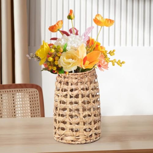 Cesta de jacinto de agua para puerta estilo boho y contenedor de flores rústico 7