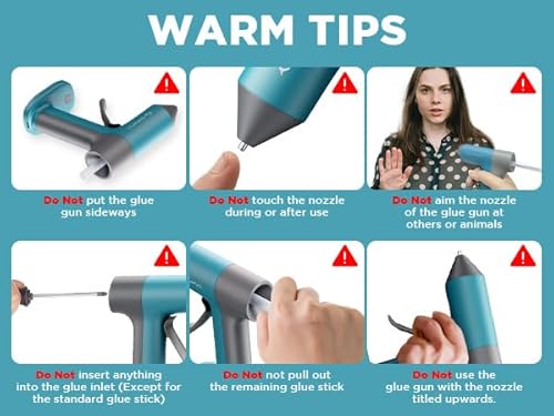 Tilswall Cordless Hot Glue Gun, Rapid 30s Preheat, Mini glue gun and sticks set with 2000mAh Type-C Rechargeable, Smart Power Off, 20 Premium Glue Sticks, Ideal for DIY Crafts, Gift Making Blue - Image 8