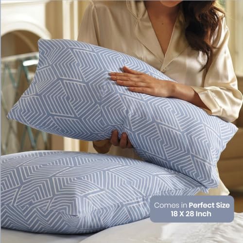 Image of Mush Aura Collection 300 TC Bamboo Pillow Covers Set of 2 | Bamboo Pillow Case for Hair & Skin, Ultra Soft Cooling Pillow Case, Breathable Smooth Pillowcase for Everyday Comfort (Sky Blue)
