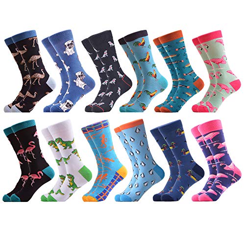 WeciBor Men s Colorful Funny Novelty Crazy Combed Cotton Casual Socks Packs (063-46)