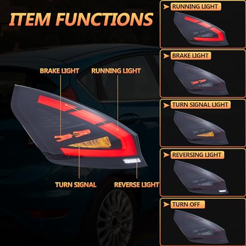 Feux arrière LED Fiesta clignotant dynamique blocs optiques teintés - 2