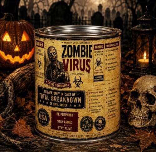 Zombie Virus Vintage Novelty Tin Stash Can with lid, Halloween Prop image 4
