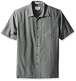 Quiksilver Waterman Men's Cane Island Comfort Fit Button Down Casual Shirt, Shadow, L