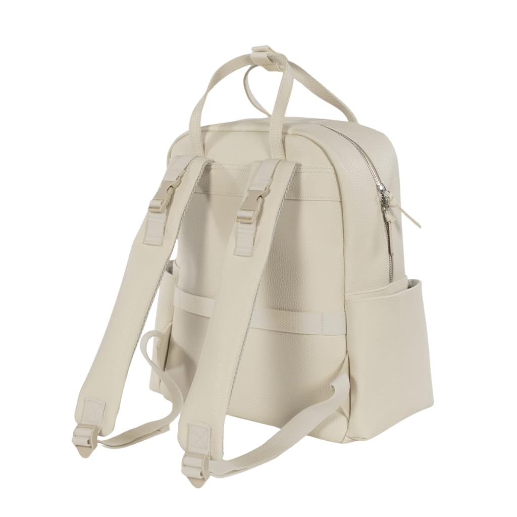 Zaino con fasciatoio passeggino nascita Modello ICON in simil pelle lavabile in lavatrice a 30° in varie colorazioni. Borsa fasciatoio nascita per passeggino (Crema)