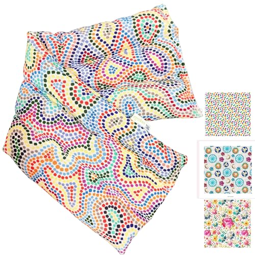 Saco de Semillas para Microondas 45x14 cm –Saquito Térmico Cervical con Lavanda– Bolsa Térmica de Calor y Frío – Saco Térmico para Cuello/Espalda -Almohadilla Térmica Alivio Dolor Menstrual (MOSAICO)