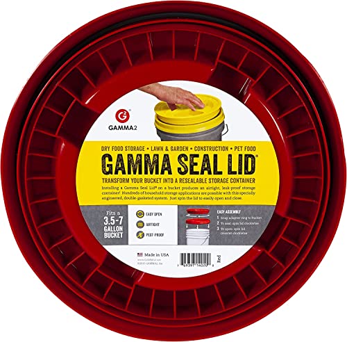 Gamma2 Gamma Seal Lid - Pet Food Storage Container Lids - Fits 3.5, 5, 6, & 7 Gallon Buckets, Red #TOP1