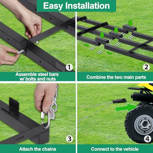 image for Toriexon 8 FT Drag Harrow Driveway Grader, Heavy Duty Power Rake w/ 6 