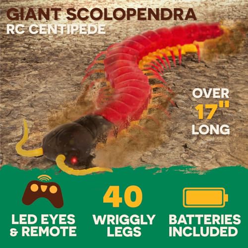 Terra by Battat – Remote Control Toy – RC Centipede – LED Eyes & Remote – Batteries Included – 6 Years + – Giant Scolopendra