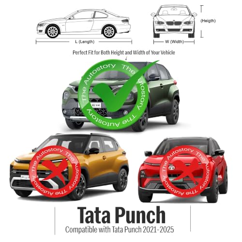 Image of AutoStory Punch Car Cover | Dustproof Lightweight Car Body Cover | Custom Fit for Tata Punch 2021-2025| Mirror Pocket | Lightweight | Indoor & Outdoor | Mirror Pockets, Elastic Bottom