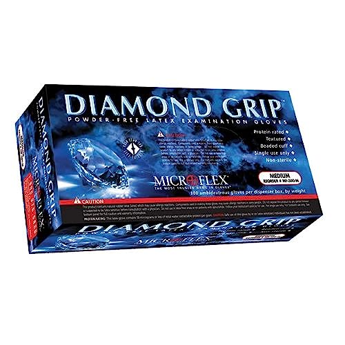Image of Ansell MICROFLEX ​Diamond Grip MF-300 Exam Standard Gloves - Size S, Natural (Box of 100) - Packaging May Vary | Natural, Size 7 (S), unisex latex exam tear resistant gloves with textured grip, ideal for automotive & lab, 100 /Dispenser