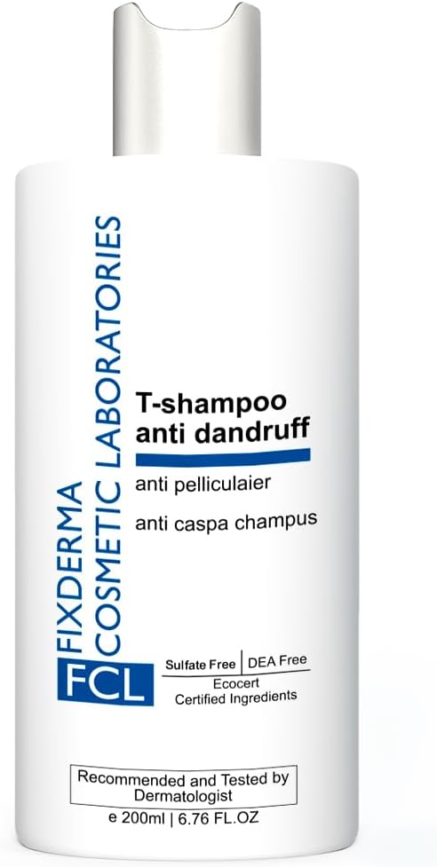 FCL T-Shampoo For Dandruff, Itchy Scalp, Scalp Psoriasis & Seborrheic Dermatitis | Removes Excess Oil & Flake Free Scalp | Anti Dandruff Shampoo | Sulphate & Paraben Free | For Sensitive Skin - 200 ml