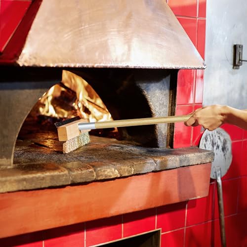 SHANGPEIXUAN Pizza Oven Brush Brass Bristles with Steel Scraper 60 Inch Long Wood Handle Outdoor Pizza Oven Tool by SHANGPEIXUAN - Image 4