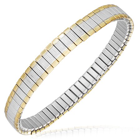Two Tone Ladies Section Stretch Bracelet