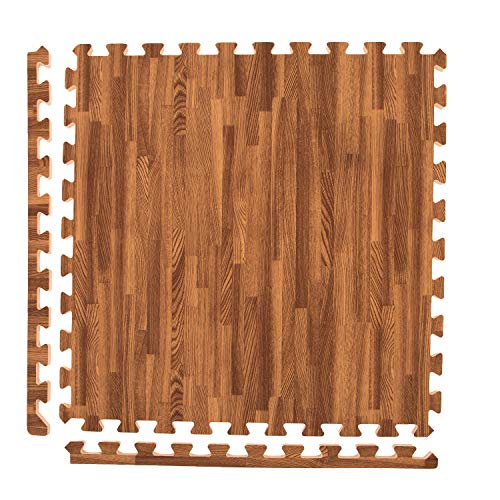 IncStores - Premium Soft Wood Interlocking Foam Tiles (Dark Oak, 12 Tiles)