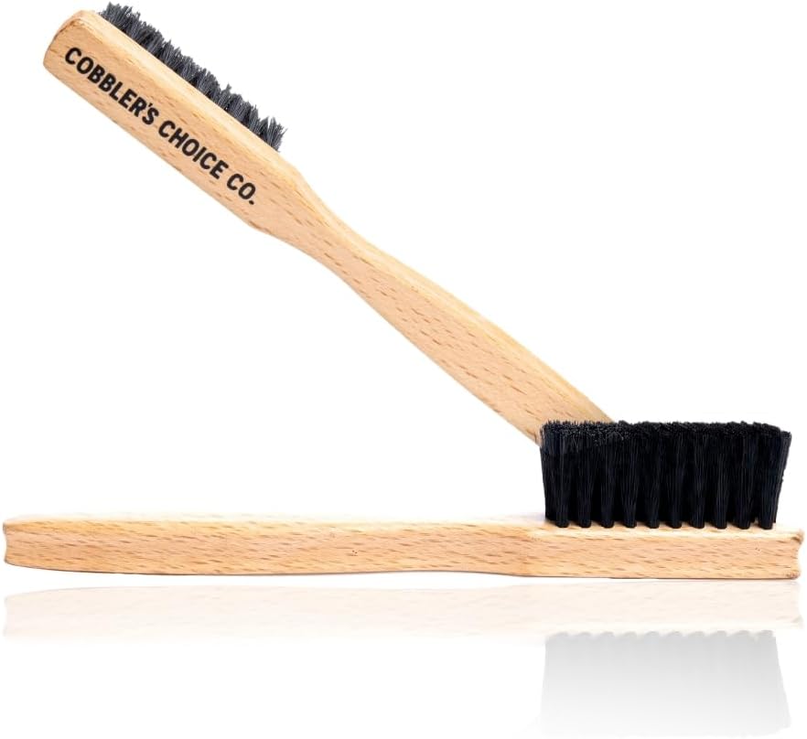 Cobbler’s Choice Co. Leather Care Kit with Horsehair Shoe Brush, Dauber Brush, Welt Brush, Microfiber Cloth - Tan