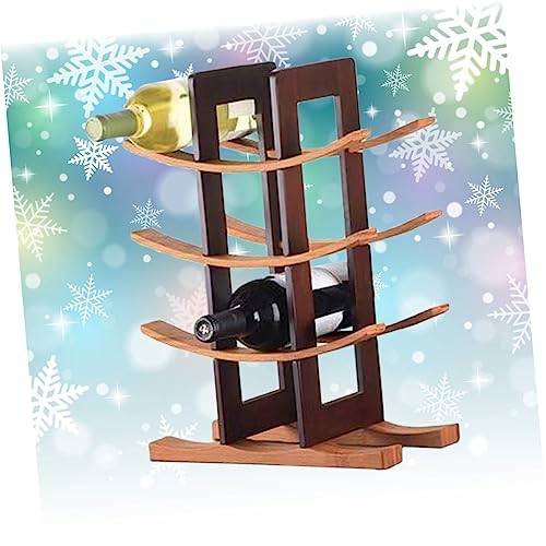 Soporte de vino de madera bambú para escritorio miniatura 4