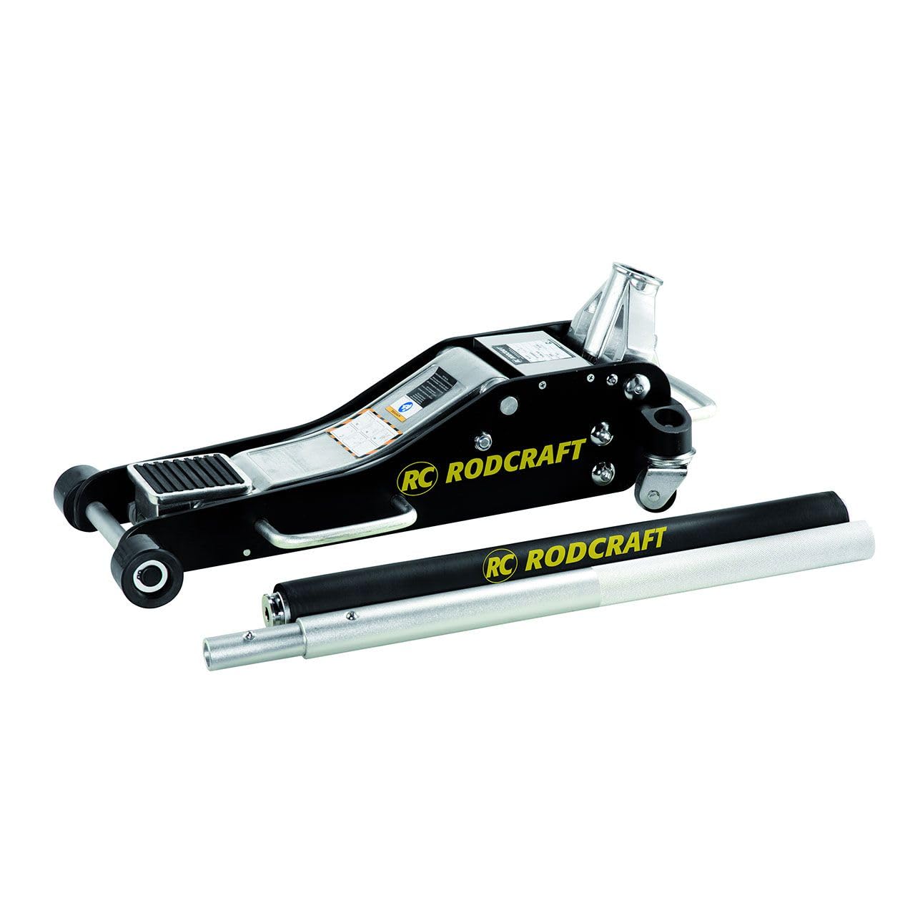 Rodcraft RH201 Rangier-Wagenheber mit 2 Tonnen Hubkraft, min. Höhe 85 mm, max. Höhe 460 mm, Chassis Länge 695 mm, 20,5 kg Gewicht, schwarz-Silber | Min. Höhe 85 mm, 695 mm Chassislänge, 20,5 kg Gewicht. Ideal für Wartungs- und Servicearbeiten