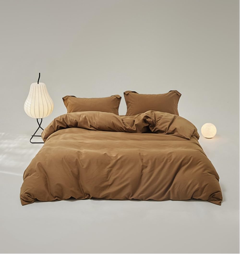 Parure de lit pour lit simple marron facile d'entretien style grande chambre d'hôtel