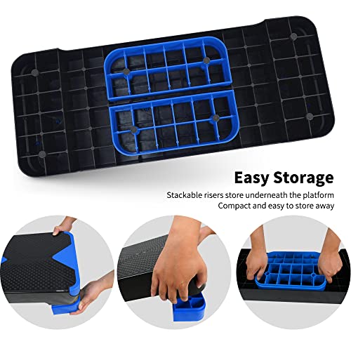 SPART Adjustable Workout Aerobic Stepper, Aerobic Exercise Step Platform with 4 Risers, Exercise Step Deck for Fitness, 3 Levels Adjust 4" - 6" - 8" Height, 26.77" Trainer Stepper with Non-Slip Surface Home Gym & Extra Risers Options - Image 5