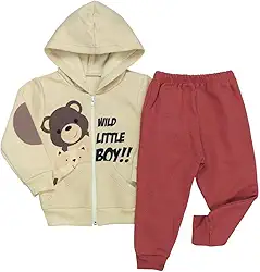 Conjunto Moletom Bebê Menino Com Capuz Zíper Estampado