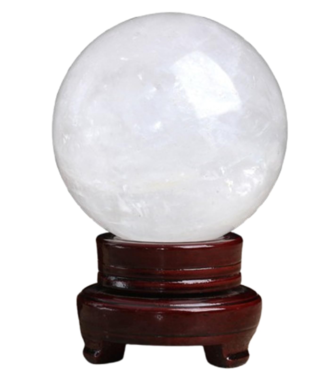 ICXLPMC White Quartz Stone Crystal Ball, Ornament with Stand,Polished Sphere Sculpture Figurine for Home Decoration,15~16cm