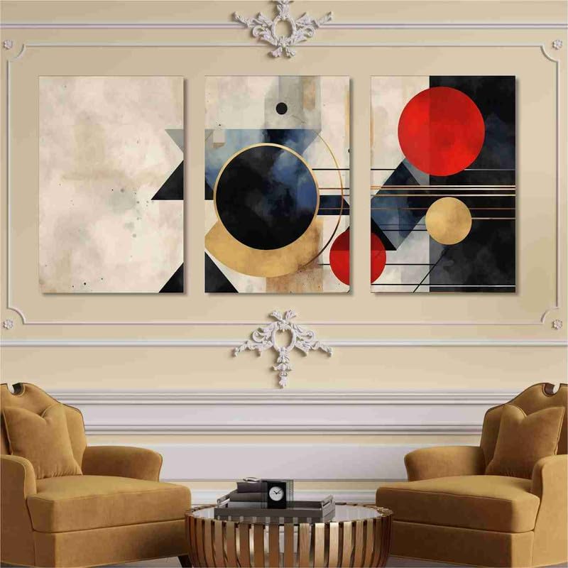 paintings Set Of 3 Wooden Framed Canvas Painting|| Modern Abstract Art Canvas Wall Art Painting for Home Décor And Office||For Bedroom,Living Room Home wall and Office Interior CR-160