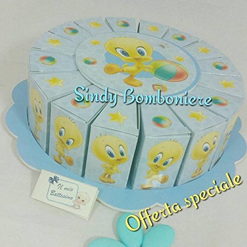 Torta bomboniera Celeste 16 fette Nascita Bimbo